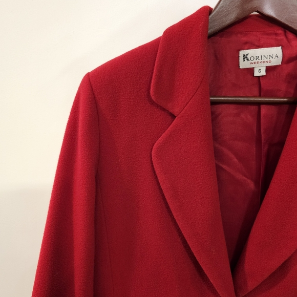 VTG | Korinna Crimson Red Wool & Cashmere Blend Blazer Jacket - Small to Medium - Picture 2 of 8